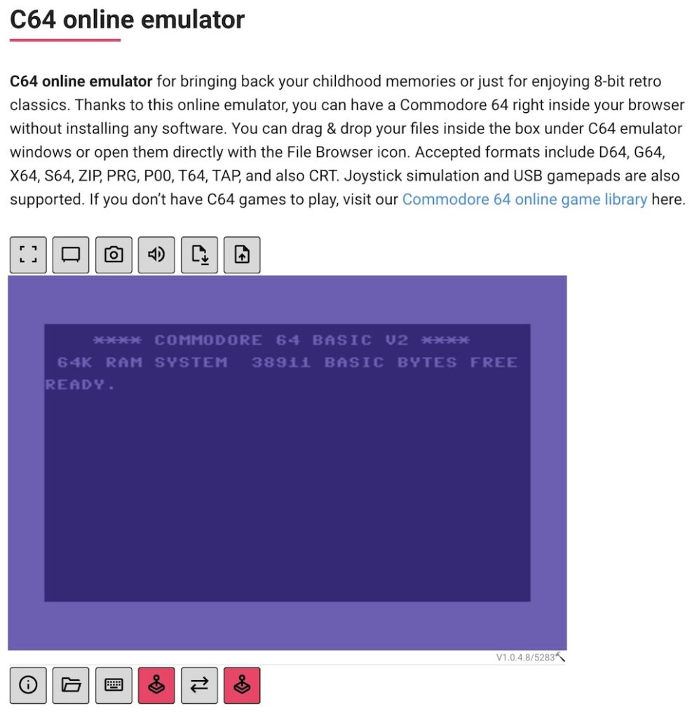C64EMU-987x1024 ブラウザで動くレトロPCエミュレータ10選！ZX81からLisa、NeXT、VZまで