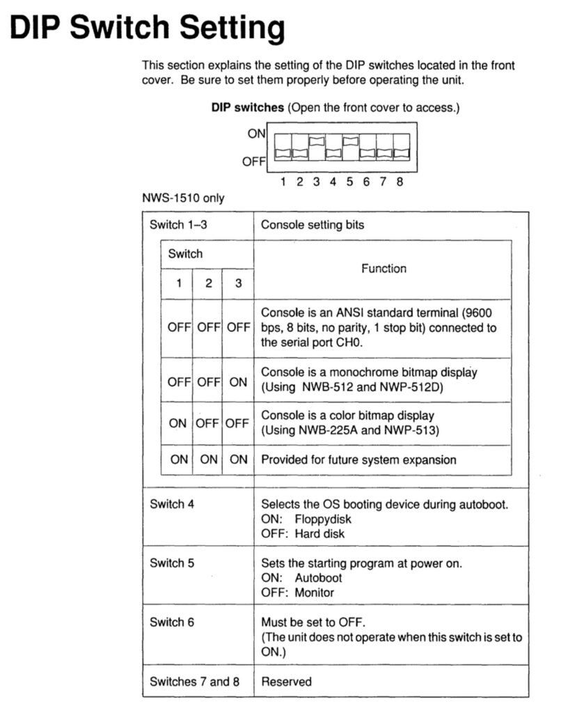 NEWSDIPSW-829x1024 【分解レビュー】初代NEWS（NWS-831）の内部に迫る